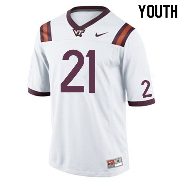 Youth #21 Khalil Herbert Virginia Tech Hokies College Football Jersey Sale-White - Click Image to Close